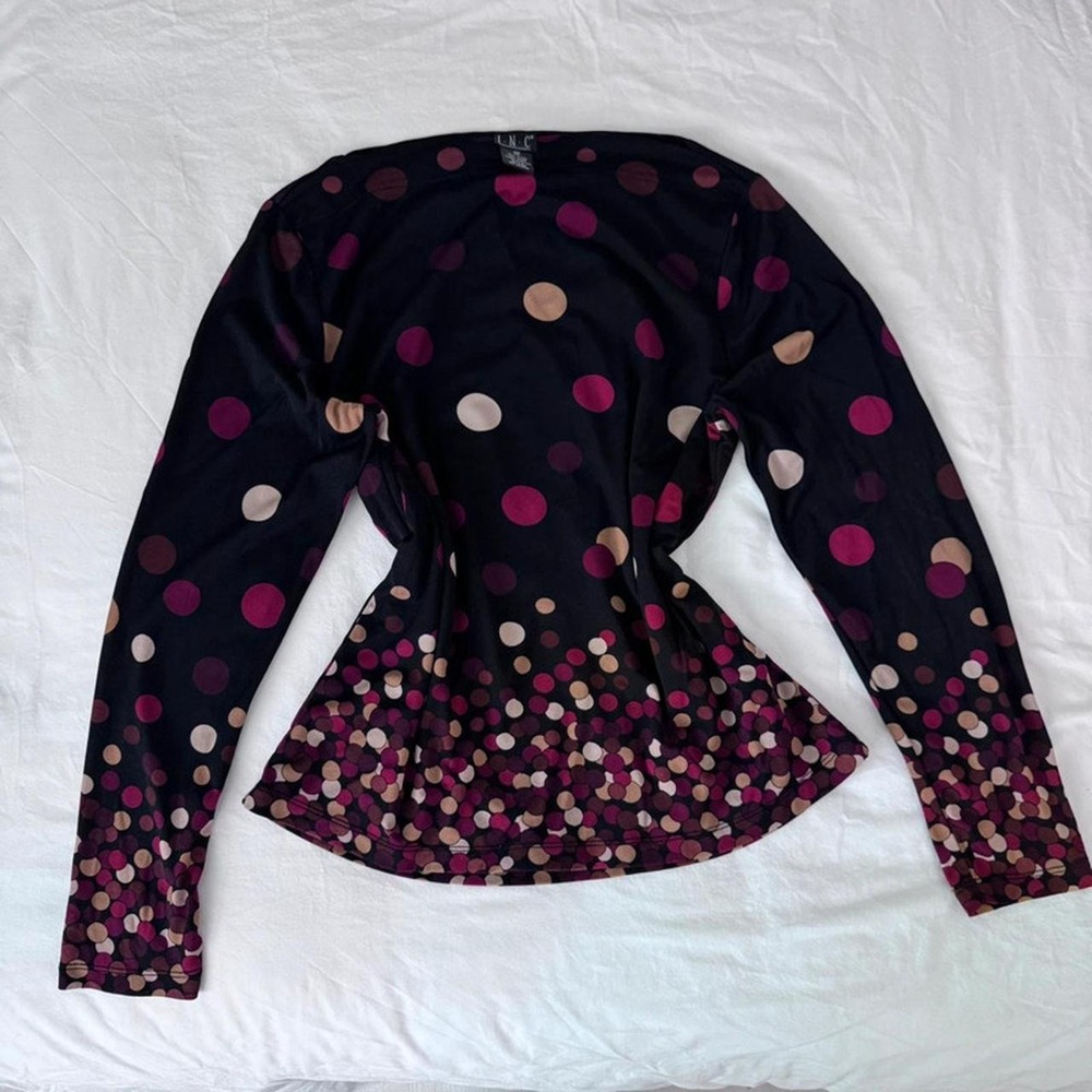 I.N.C international Concepts Black Polka Dot Long Sleeve